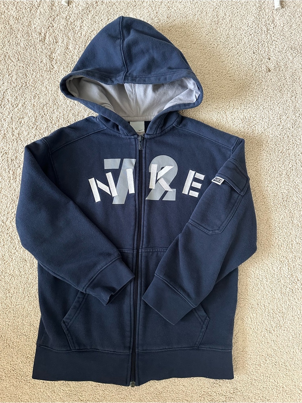 Nike Boys Full Zip Fleece Blue Hoodie Logo 72 Size Small 8